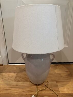 Target Gray Ceramic Two-Handled Table Lamp with White Shade